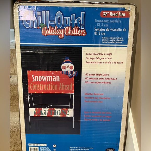 Holiday 32 Christmas Lighted Road Sign Snowman Construction Ahead